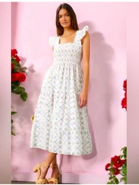 Hill House Home - The Ellie Nap Dress Butterfly Trellis In Multi Sz XXL